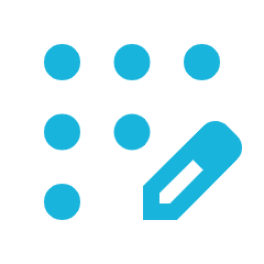 <svg xmlns="http://www.w3.org/2000/svg" height="48px" viewBox="0 -960 960 960" width="48px" fill="#19b4dc"><path d="M226-160q-28 0-47-19t-19-47q0-28 19-47t47-19q28 0 47 19t19 47q0 28-19 47t-47 19Zm0-254q-28 0-47-19t-19-47q0-28 19-47t47-19q28 0 47 19t19 47q0 28-19 47t-47 19Zm0-254q-28 0-47-19t-19-47q0-28 19-47t47-19q28 0 47 19t19 47q0 28-19 47t-47 19Zm254 0q-28 0-47-19t-19-47q0-28 19-47t47-19q28 0 47 19t19 47q0 28-19 47t-47 19Zm254 0q-28 0-47-19t-19-47q0-28 19-47t47-19q28 0 47 19t19 47q0 28-19 47t-47 19ZM480.16-414q-27.16 0-46.66-19.34-19.5-19.34-19.5-46.5t19.34-46.66q19.34-19.5 46.5-19.5t46.66 19.34q19.5 19.34 19.5 46.5t-19.34 46.66q-19.34 19.5-46.5 19.5ZM520-160v-123l221-220q9-9 20-13t22-4q12 0 23 4.5t20 13.5l37 37q9 9 13 20t4 22q0 11-4.5 22.5T862.09-380L643-160H520Zm300-263-37-37 37 37ZM580-220h38l121-122-18-19-19-18-122 121v38Zm141-141-19-18 37 37-18-19Z"/></svg>