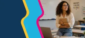 Profesional mujer participando en una clase de la Maestría en Contratación Estatal del Politécnico Grancolombiano.