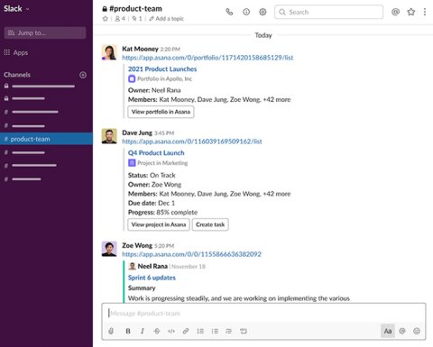 Interfaz de Slack