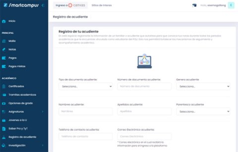 Registro de acudiente SmartCampus Registro de acudiente SmartCampus